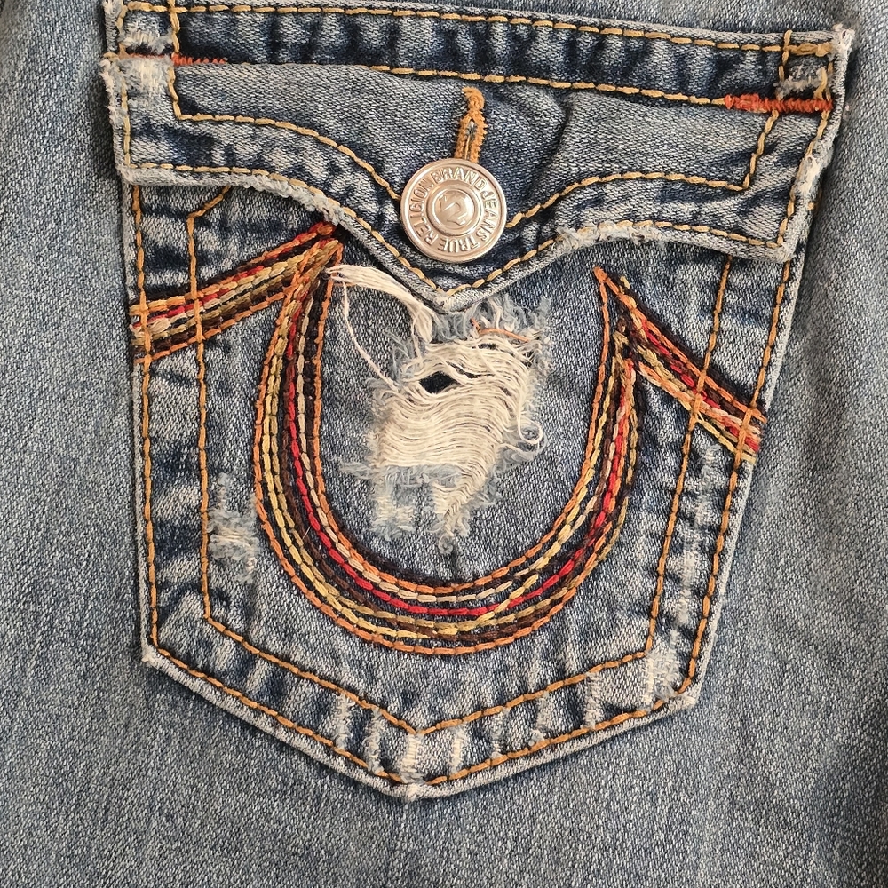 Rare Y2K True Religion Big T Joey Rainbow Pocket Jean 32 $240